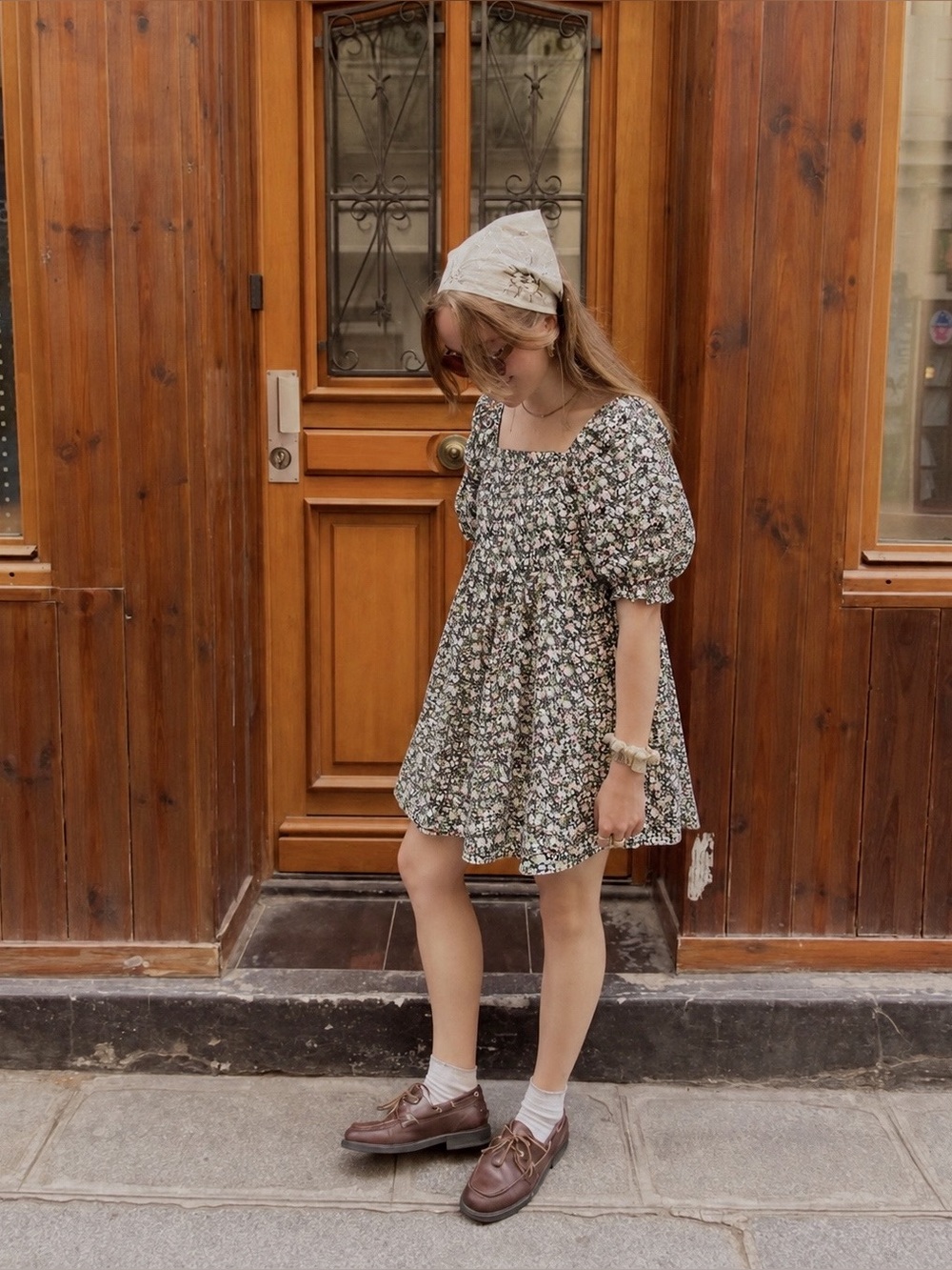 Levi’s Woman Floral Babydoll Puff Sleeve Tier Relax Mini Dress LARGE Cottagecore